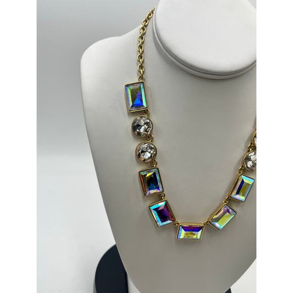 J. Crew Aurora Borealis Multicolor Iridescent Rhinestone statement Necklace New - Picture 11 of 13